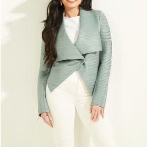 SOLD OUT ONLINE- Women's Sage Green Draped Leather Jacket